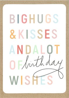 Postkarte Power Big hugs Happy birthday