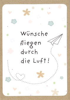 Postkarte Power W&uuml;nsche fliegen durch die Luft