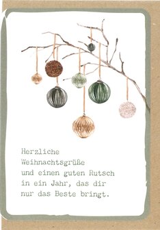 Weihnachtskarte Cozy takje kerstbollen