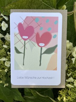 Grusskarte Bonjour Liebe W&uuml;nsche zur Hochzeit