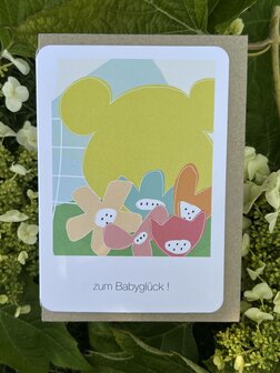 Grusskarte Bonjour zum Babygl&uuml;ck