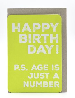 Grusskarte Hip Happy birthday ! PS Age is just a number