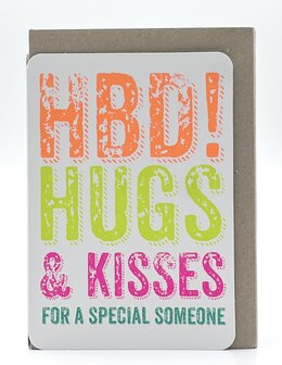 Grusskarte Hip HBD ! Hugs &amp; kisses